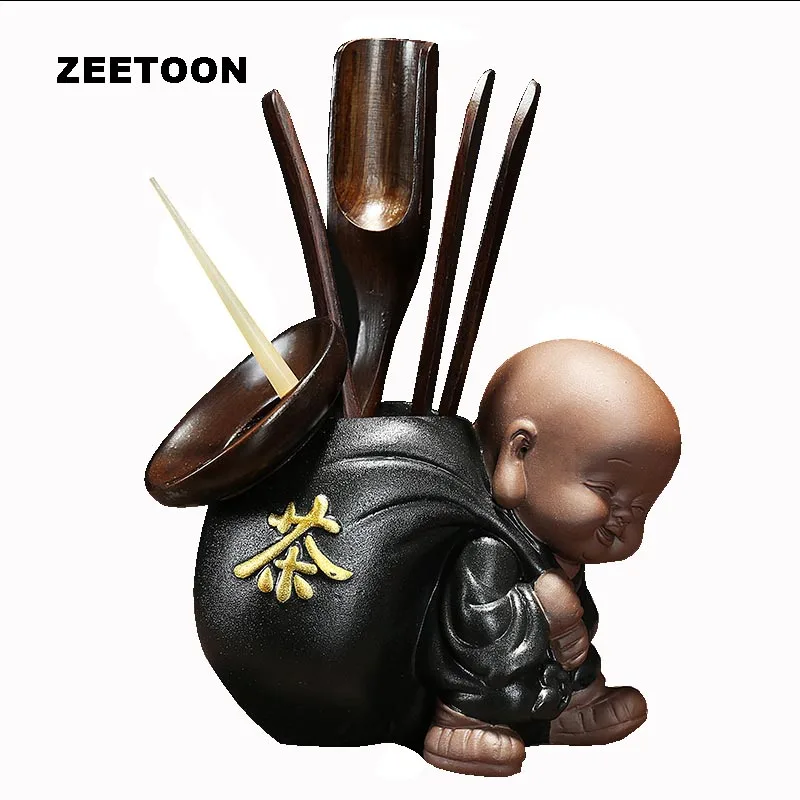 Zen Style Kung Fu Tea Set Tea Ceremony Accessories Set Utensils Clip Needle Ceramic Zisha Cans Tea Scoop Strainers Six Gentleman Zen Style Kung Fu Tea Set Tea Ceremony Accessories Set Utensils Clip Needle Ceramic Zisha Cans Tea Scoop Strainers Six Gentleman