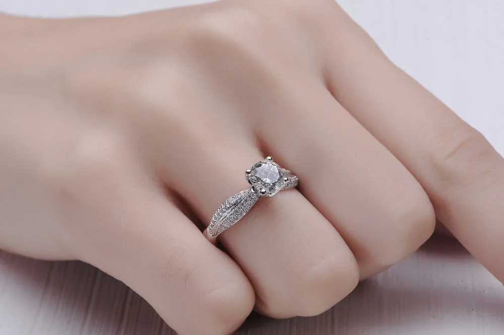 Тесты положительный! Однотонное кольцо из белого золота 18 К, 1CT, кольцо с бриллиантами Moissanite, обручальные кольца, ювелирные изделия Moissanite, роскошное кольцо в стиле ретро