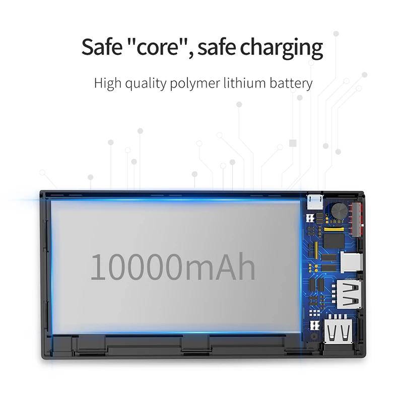 Baseus 10000mAh Dual USB LCD Power Bank For iPhone X 8 7 6 Portable Powerbank Mobile Phone External Battery Charger Poverbank