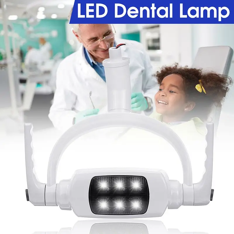 Online Professionelle Reine Weiße 6000 K 6 LED Dental Zähne Lampe Oral Licht Induktion Scheinwerfer mit Arm Für Dental Einheit Stuhl decke Typ