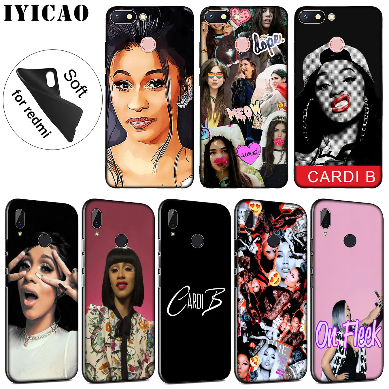 IYICAO CardiB pop Cardi B Мягкий силиконовый чехол для телефона Xiaomi Redmi K30 K20 8A 7A 6A 5A S2 GO Note 8 8T 7 5