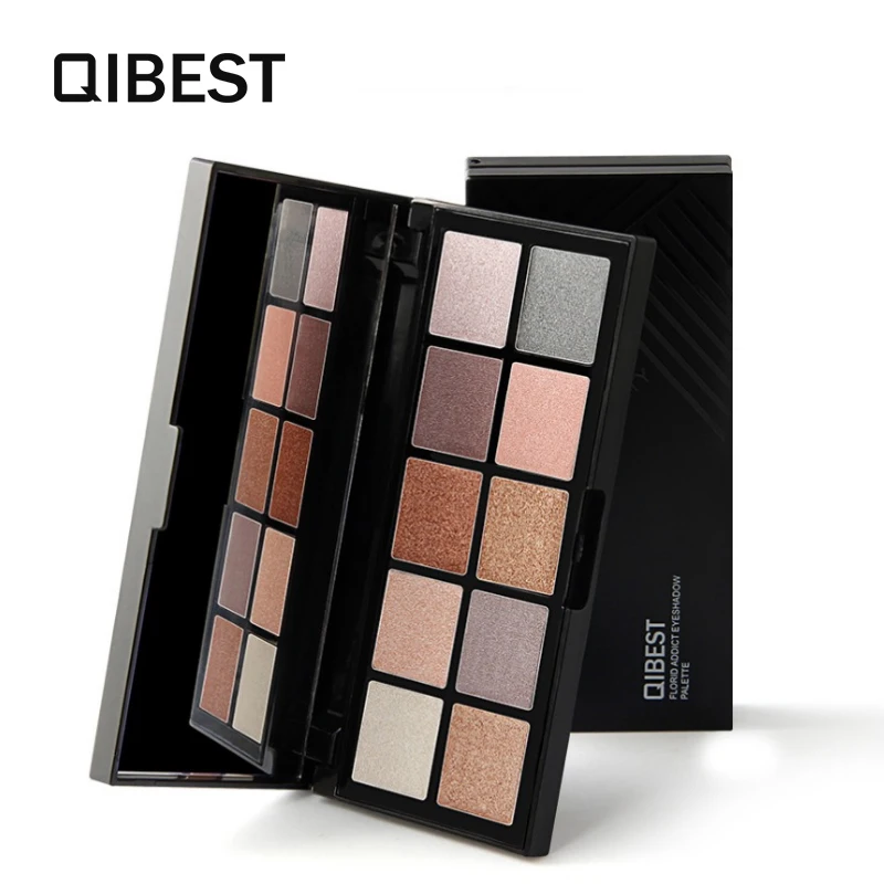 

QIBEST Brand 10 Colors Matte Eye Shadow Palette Gold Glitter Eyeshadow Nude Makeup set Waterproof Lasting Promotions E18002