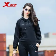 882428059001 XTEP Женские толстовки Осенние новые О-образным вырезом повседневные буквы с капюшоном женские дышащие толстовки свитер