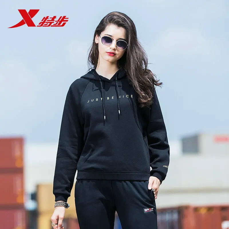 XTEP Women Zipper Breathable Athletic Coat Running Fitness Long Sleeve Sport Jacket Hooded Sportswear free shipping 985328150268