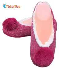ToLaiToe New Winter Warm Home Women Slipper Cotton Shoes Plush Female Floor Shoe Bow-knot Fleece Indoor Shoes Woman Home Slipper