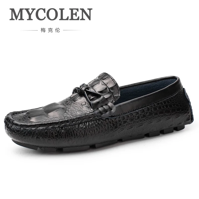

MYCOLEN Hot Sale Men's Shoes Crocodile Skin Casual Breathable Shoes Men Fashion 2018 Soft Slip On Men Loafers Shoes Tenis Preto