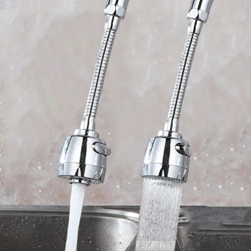 Silver Double handle Kitchen Water Tap Sink Single Hole Water Tap 360 Degree Swivel Hole