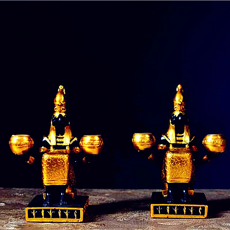 

Horus Mars Candleholder Statue God of War Bust Resin Art Craft Egyptian Mythology Desktop Decoration Office Souvenir Gift L2693
