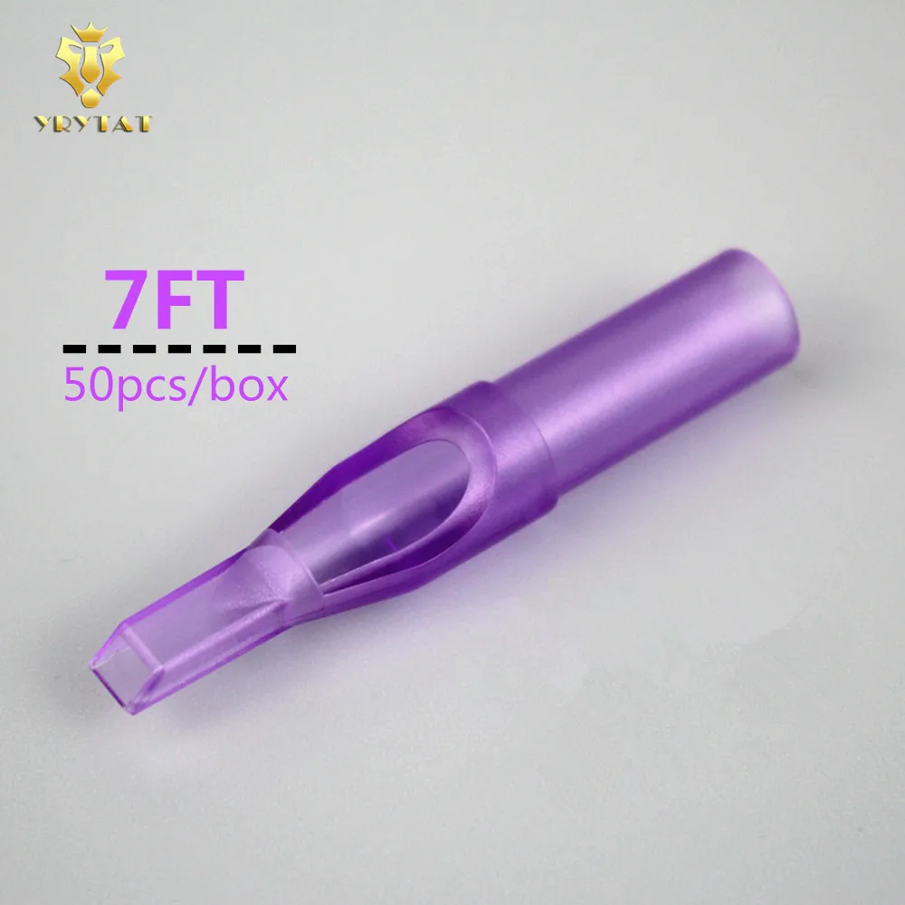 New 50pcs 7FT Disposable Purple Short Tattoo Tip Nozzle Flat Magnum 7 Supply PSDT-7FT#