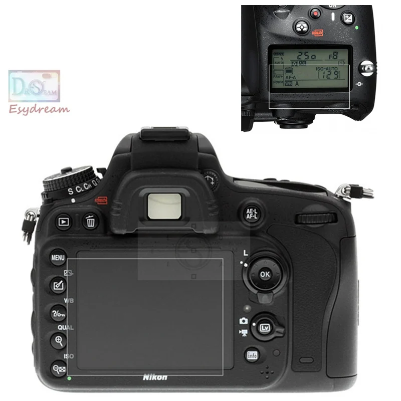 

Self-adhesive Glass / Film Main LCD Protector + Top Shoulder Info Screen Protector Guard Cover for Nikon D600 D610 Camera