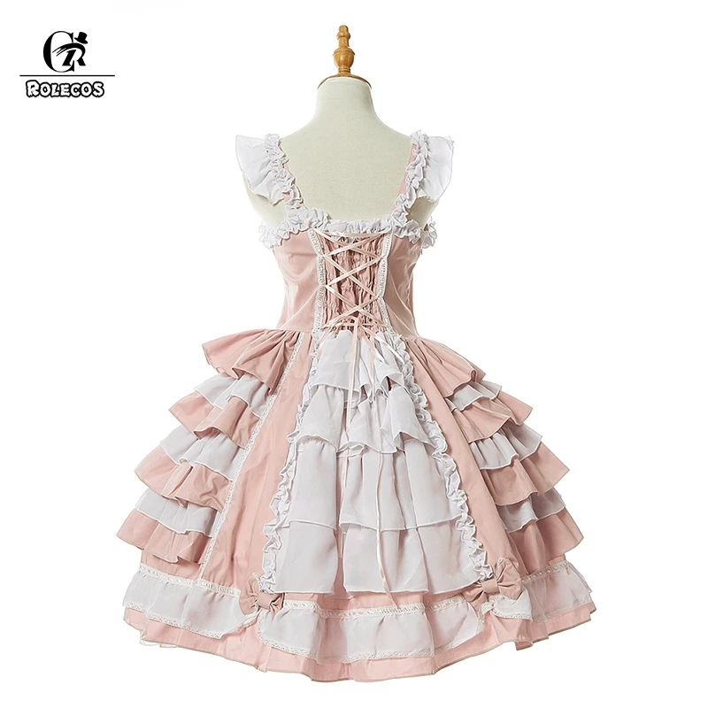 ROLECOS Sweet Dresses - OP Princess Cosplay Classic Dress JSK Victorian Grown Girls Vintage Costume - Pink White Bow Variant image 4