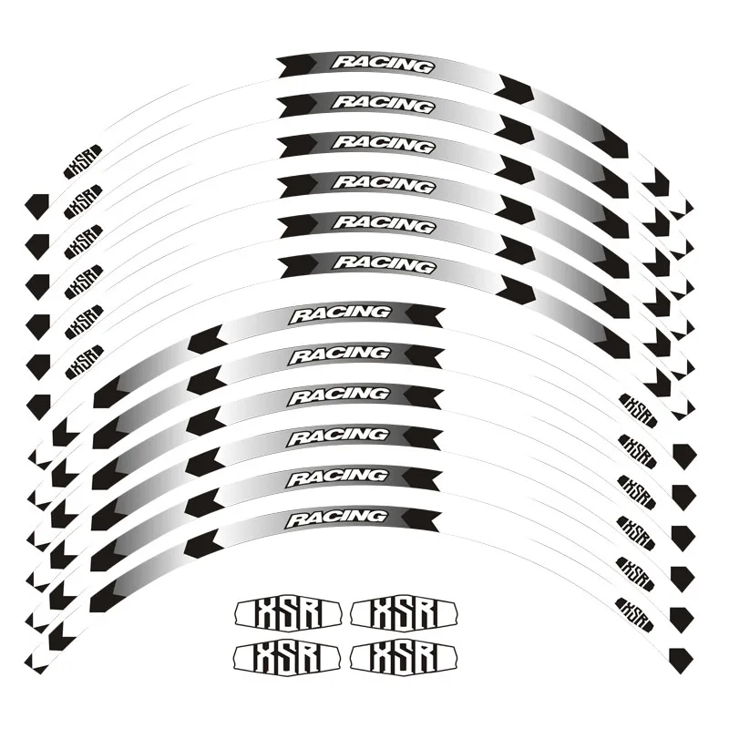 Новинка, наклейка на колеса мотоцикла, полоса, отражающая, водонепроницаемая наклейка на обод колеса, 12 полос, для Yamaha xsr XSR 700 XSR900 - Цвет: 2