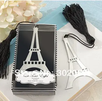 

Silver Eiffel Bookmark with Black Tassel Bookmark Party Favors 20pcs