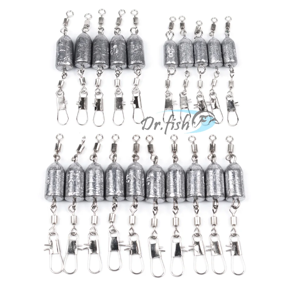 

10X Fishing Sinkers Bullet Lead Weight 8g -15g Swivel Snap Trolling Casting