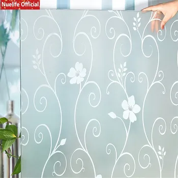 

White wrought iron flower pattern self-adhesive window film opaque bathroom office privacy sliding door pvc window film