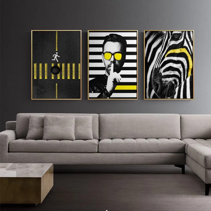 pic Gentleman Mens Bedroom Wall Decor nordic style gentleman male zebra canvas painting people cross the street wall art pictures for living room model posters prints