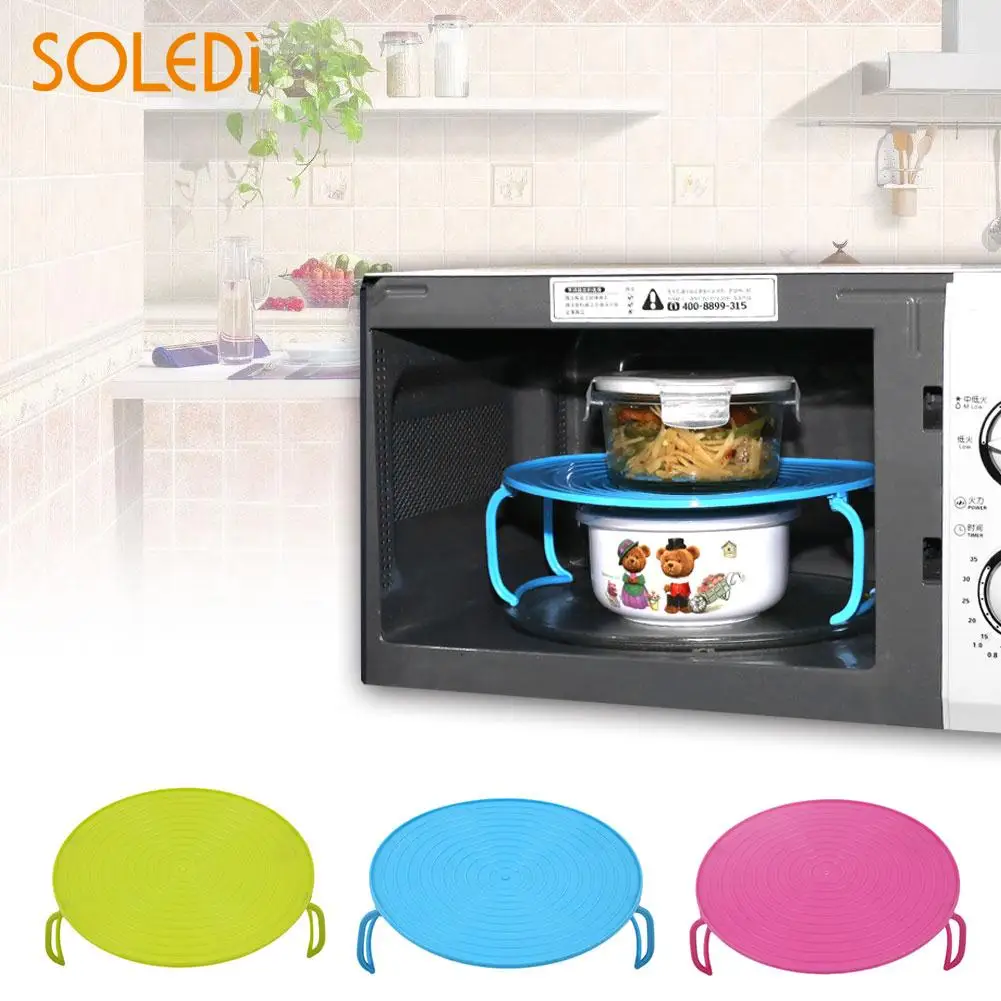 

Microwave Oven Tray Plate Rack Layered Double Mat Insulated Disc Bowl Cover HOT