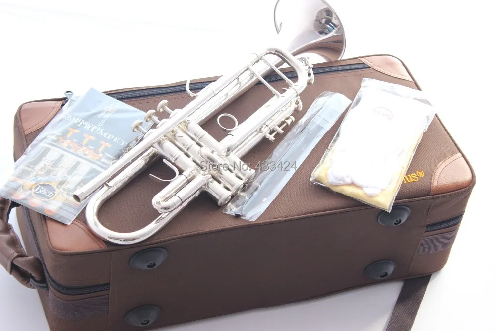 

Taiwan Bach Original authentic Double silver-plated LT180S37 Bb Professional trumpet musical instruments case Mouthpiece Muted