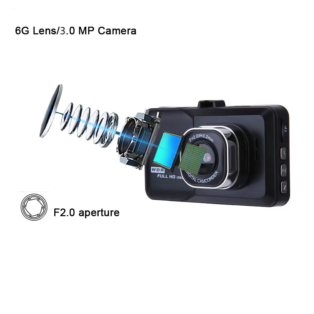 PARASOLANT 120 широкоугольный Автомобильный рекордер Full HD 1080P Dash cam Loop recorder английский/русский видеорегистратор с четким ночным видением, автомобильная камера