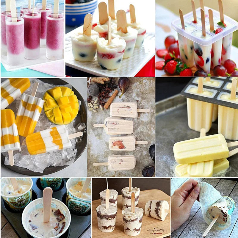 50Pcs/Lot DIY kids Handwork Art Crafts Toys Wooden Craft Ice Cream Sticks Pop Popsicle Sticks Natural Wood Cake Tools Ice Mold