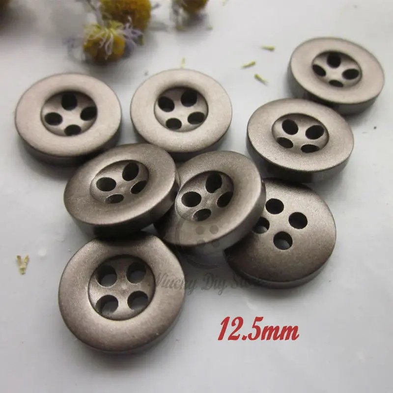 12.5mm 1/2" 144pcs 4 Holes Plating Gray Men Shirt Buttons High Grade 4
