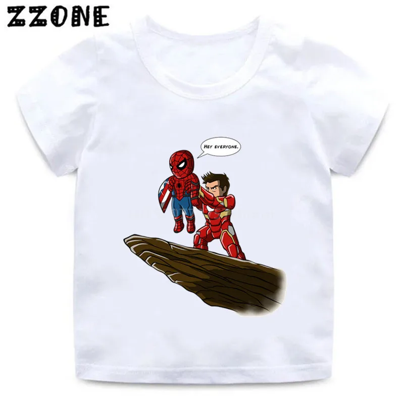Футболка с принтом «мстители», «Железный человек», «Капитан Америка», «Тор» для мальчиков и девочек, Забавная детская одежда Marvel, Детская футболка, HKP5288 - Цвет: whiteA