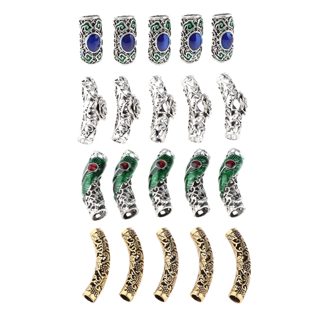 20 Pcs/set Dread Lock Beads Hair Rings Natural Hair Wig Braiding Cuffs Decorations Head Jewels