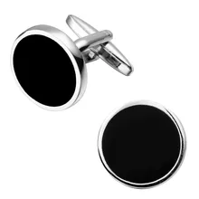 Men’s shirts Cufflinks high-quality copper material Black circular Cufflinks 2 pairs of packaging for sale
