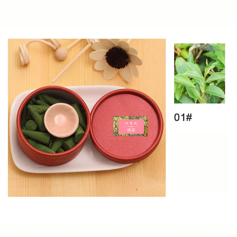 green tea Пагода натуральные благовония помогает сна палочка ароматерапия сандаловое дерево роза аромат парфюмерный набор - Цвет: green tea