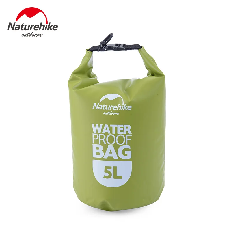 Naturehike 2L 5L открытый Водонепроницаемый сумки Сверхлегкий Кемпинг сухие организаторы Дрейфующих байдарках плавание сумки NH15S222-D - Цвет: Green  5L