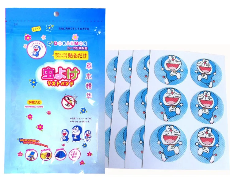 240 шт.(1 упаковка = 24 шт.) Детское мультяшное средство от комаров накладки для ногтей комаров Killer Drive Midge Citronella Patches Tra - Цвет: Colorful Doraemon
