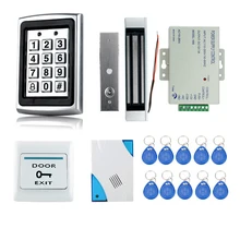 Hot selling!! Full Complete RFID Door Lock Access Control System+Power Supply+Electric Magnetic Lock+Door Exit Button+Bell+Keys