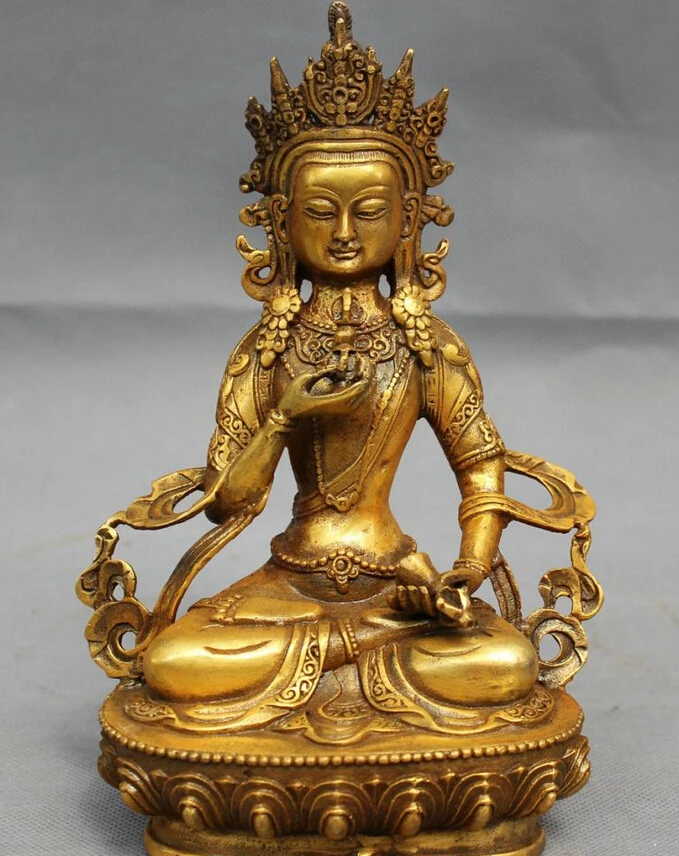 

USPS to USA S1312 8" Tibet Bronze Gilt Buddhism Folk Vajrasattva Vajra Vajradhara Buddha Statue (B0328)