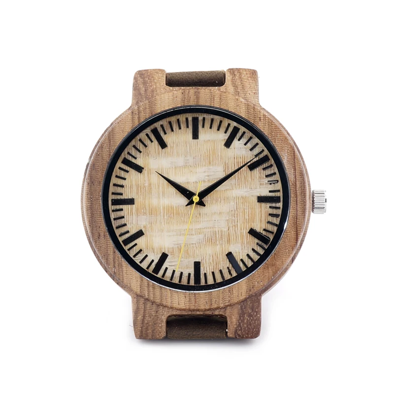 BOBO BIRD Mens Watches Bamboo Wooden Quartz Watches with Japan Movement with Real Leather Strap in Gift box for Women