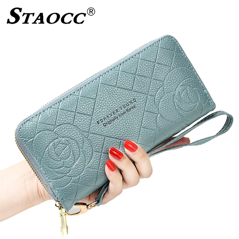 

Large Capacity Flower Wallet Female Double Zipper Women Wallet Long Leather Clutch Coin Purse Card Holder Phone Money Wallets