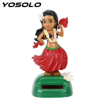 

YOSOLO Hawaii Girl Car Decoration Solar Powered Shaking Head Toy Auto Interior Decompression Hula Car Ornament
