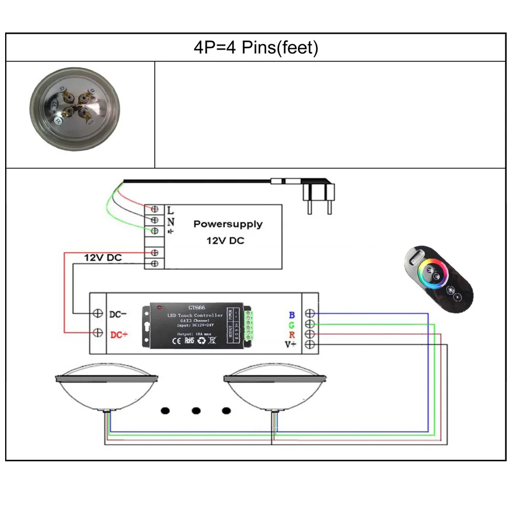 Lâmpada + fb Piscina 54 18*3 Led Luzes Subaquáticas Luz Farol Branco Quente Frio 36 w 45 Rgb Par56 3 High Quality led pool