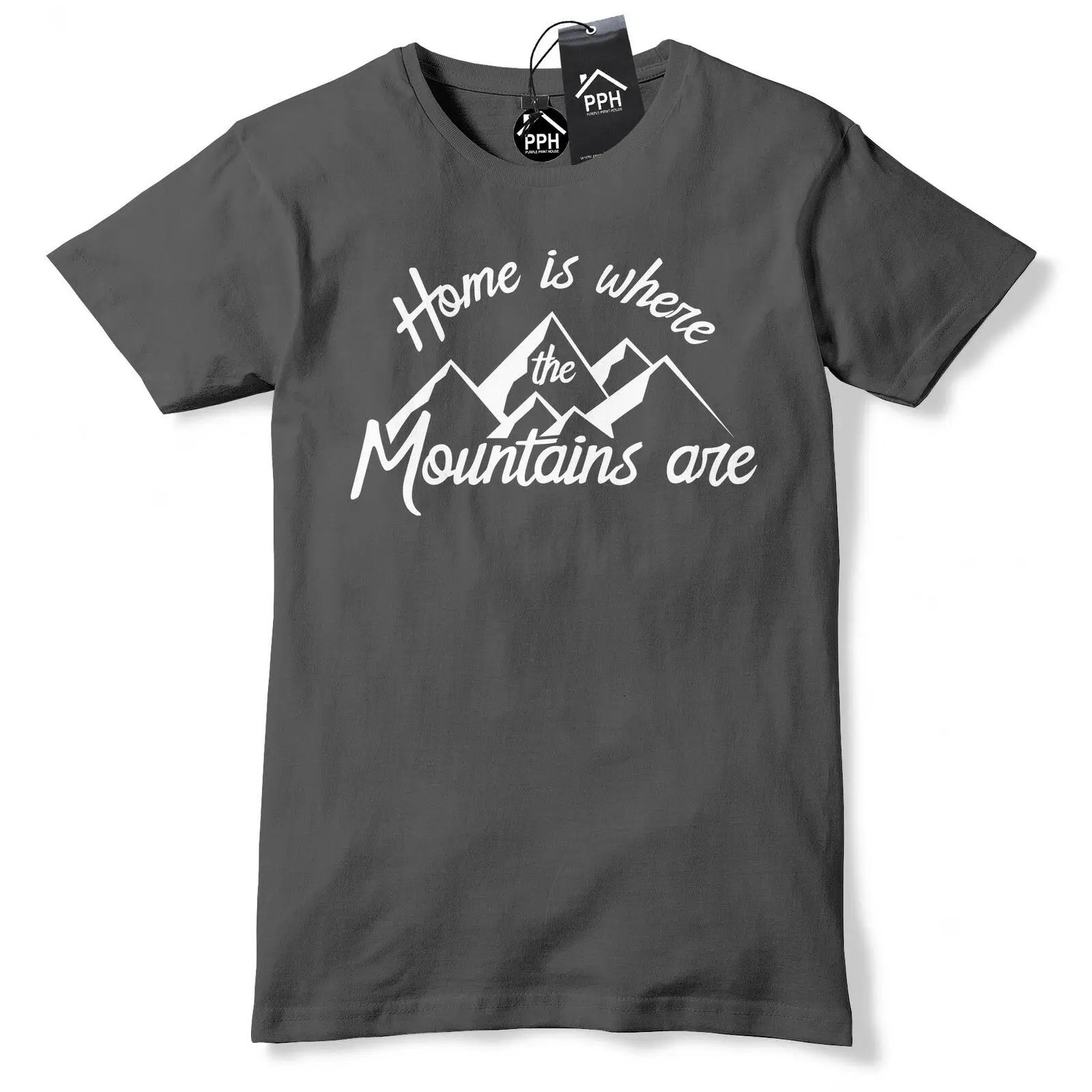 المنزل هو حيث الجبال هي T قميص رجل إمرأة تزلج على الجليد التي شيرت التزلج 493