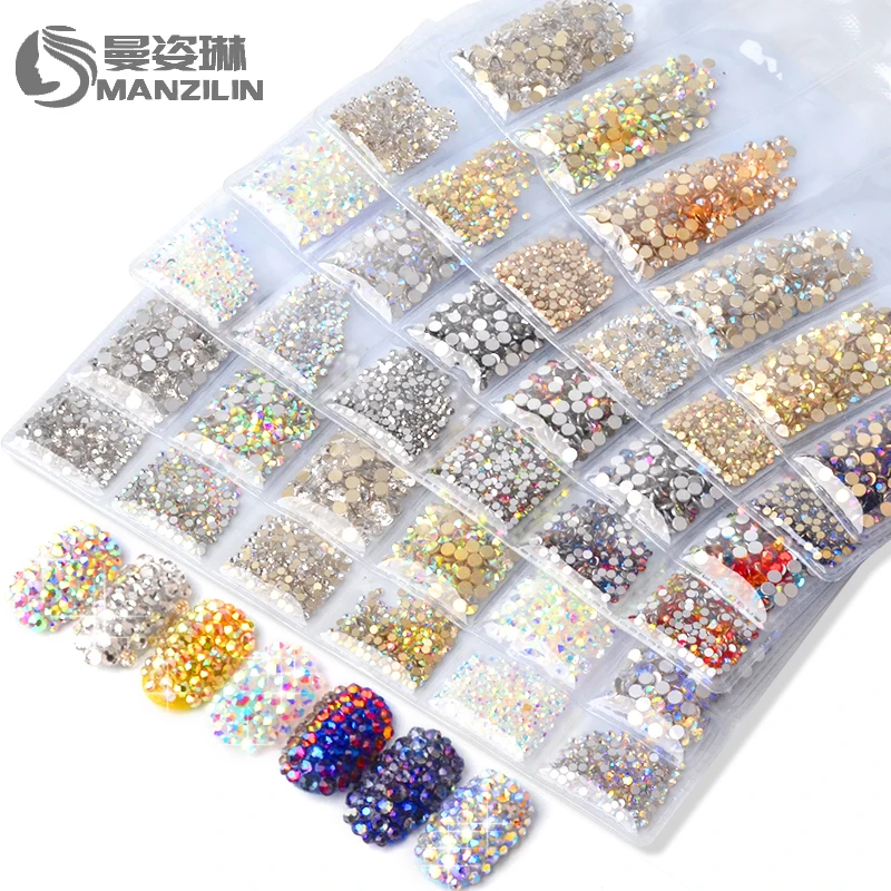 

1440Pcs SS3-SS10 Colorful Nail Art Rhinestones Non HotFix Crystal 3d Flatback Glass Strass For Nail Art Glitter Decorations