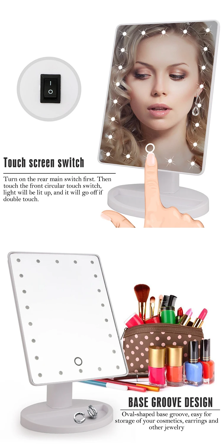 Espelho de Maquiagem Preço com Desconto Luzes com 10x Luzes Touch Screen Dropshipping 16 Brilhante 22 Led 8 Maquiagem Dropshipping Preço Com Desconto Luzes Com 10X 16 Brilhante