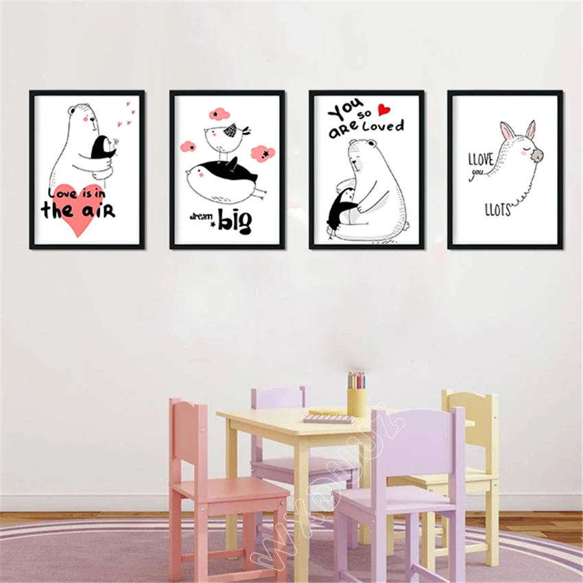 

WXDUUZ Cartoon Animal Living Room Decor Home Poster Wall Art Nursery Kids Room Painting Canvas Painting No Frame A129