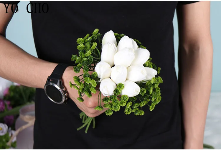 white    artificial tulips flower bouquet autumn decoration tulip for home decoration fake flower tulip for diy small silk flower for crafts plastic artificial plants for flower pot for lover for mom for friends and for decor