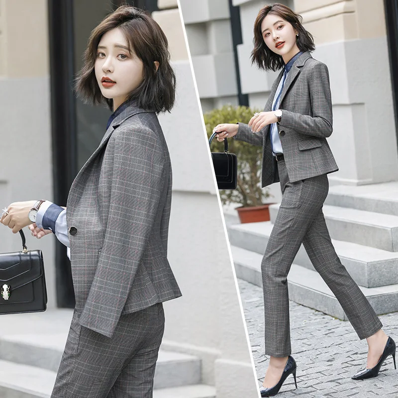 

High-quality professional wear women's new fashion British wind overalls small suit suit femininity Formal lattice suit