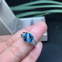 KJJEAXCMY fine jewelry 925 серебро рекомендуется для обоих обувь для мужчин и женщин с Природный Голубой топаз кольцо что comp