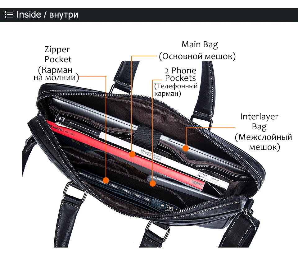 2. genuine leather men bag