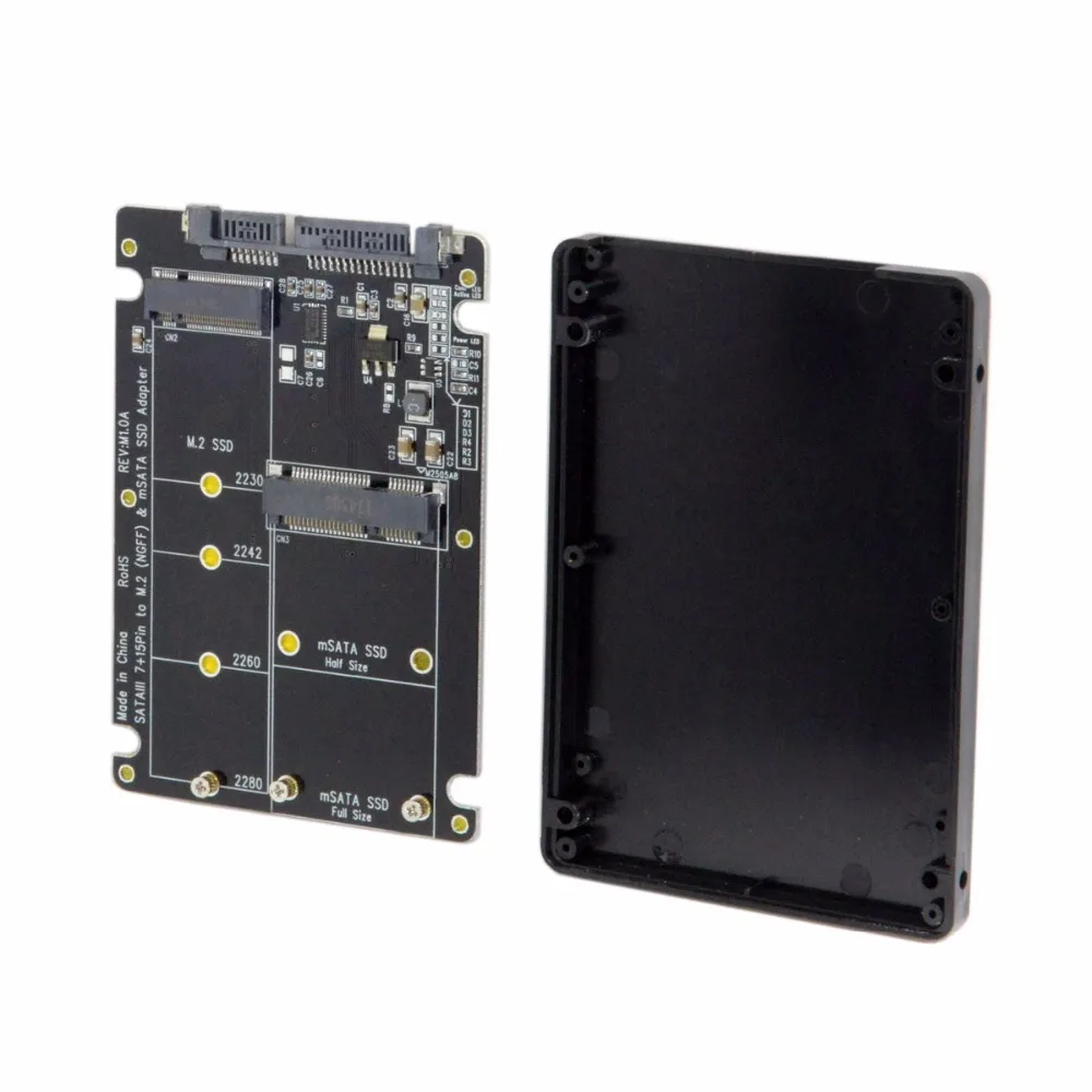 10 шт./лот CY SATA 3,0 до 2 в 1 Combo M.2 NGFF B-key& mSATA SSD адаптер конвертер Корпус Корпуса