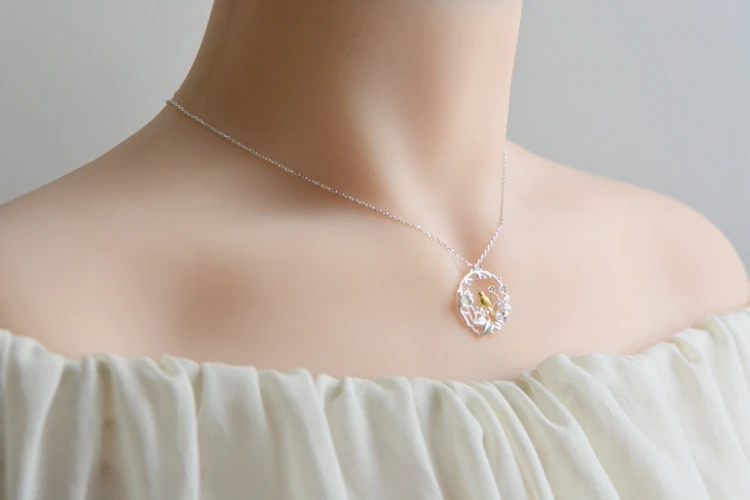 WYEAIIR темперамент Plum Blossom Птица на ветке креативные модные милые 925 пробы серебряные ключицы цепи женское ожерелье