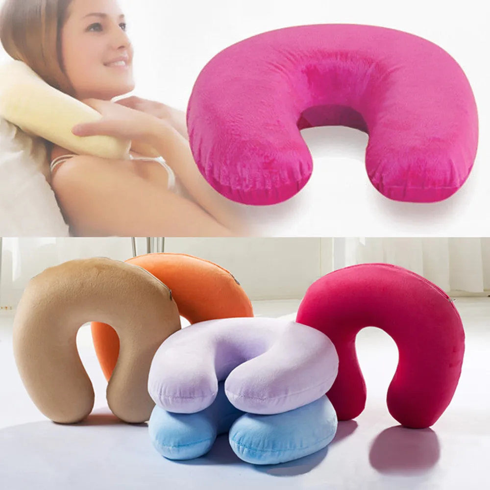 

New Fashion 29x29x10cmSlow Rebound U ShapeMemory Foam Comfort Neck Support Soft Velour Travel Cushion Pillow With RucksackHot#35