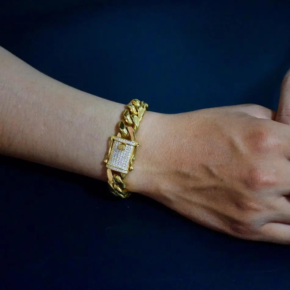 Iced out Gold filled высокое качество серьги капля воды застежка Майами КУБИНСКИЙ звено цепи Набор браслетов и ожерелье хип хоп ювелирные изделия