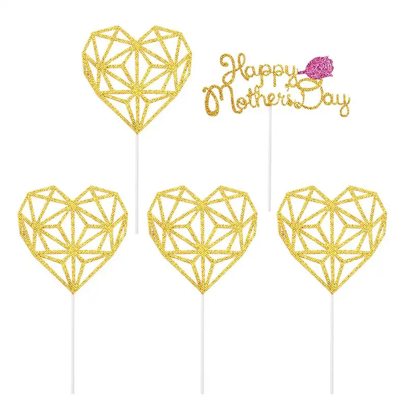 

5Pcs Cloth Cake Toppers Charming Lovely Harmless Non-Toxic Dessert Toppers Cupcake Toppers Baby Shower For Mother'S Day